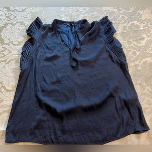 Women’s Banana Republic Ruffle Trim Sleeveless Top Navy Blue
